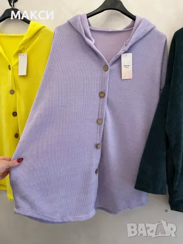 Макси модерно прекрасно еластично джинсово горнище с качулка, скрити странични джобове, снимка 7 - Суичъри - 47811492