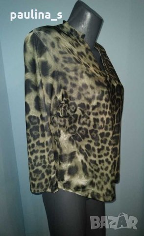 Италианска коктейлна блуза тип туника в зелен леопардов принт "Biaginni"®, снимка 6 - Корсети, бюстиета, топове - 15381638
