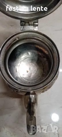 Посребрен месингов чайник, снимка 6 - Антикварни и старинни предмети - 50189333