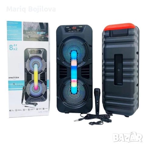 Портативна Bluetooth колонка GTS-1702 – Мощен звук и динамични LED светлини, снимка 2 - Тонколони - 49185957