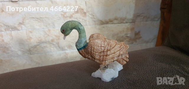 Фигурка на птица от полускъпоценни камъни, снимка 4 - Колекции - 53292901