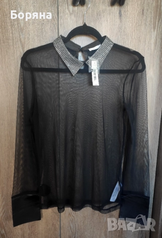 Yamamay нова с етикет блуза с яка с камъни, снимка 5 - Блузи с дълъг ръкав и пуловери - 52065568