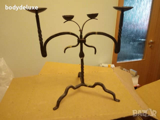 масивен свещник от ковано желязо, снимка 2 - Други - 38479752
