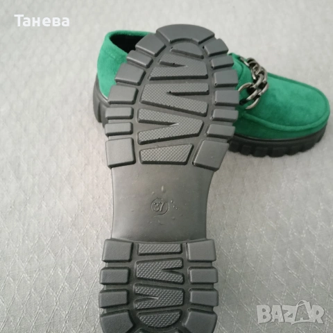 Нови Зелени Мокасини , снимка 3 - Дамски ежедневни обувки - 54354545