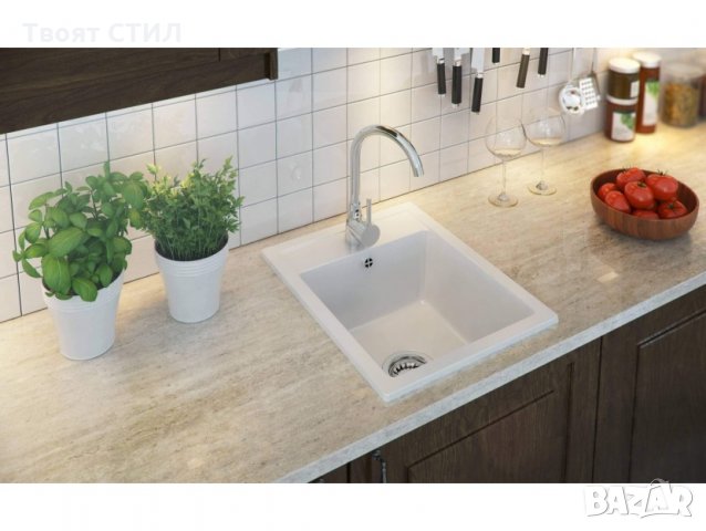 Гранитна Мивка за Кухня модел РИГА Антибактериална Бяла Кухненска Мивка, снимка 9 - Други - 30074630