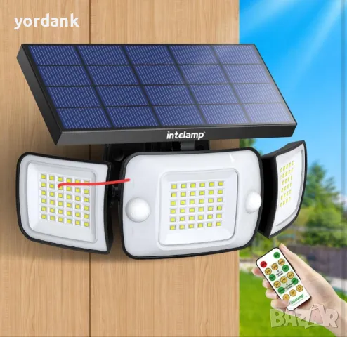 Водоустойчива регулируеми соларна лампа за външен монтаж 108 диода