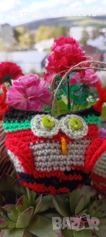 Ръчна изработка . Плетени Бухалчета . Сувенири , снимка 3 - Декорация за дома - 54289599