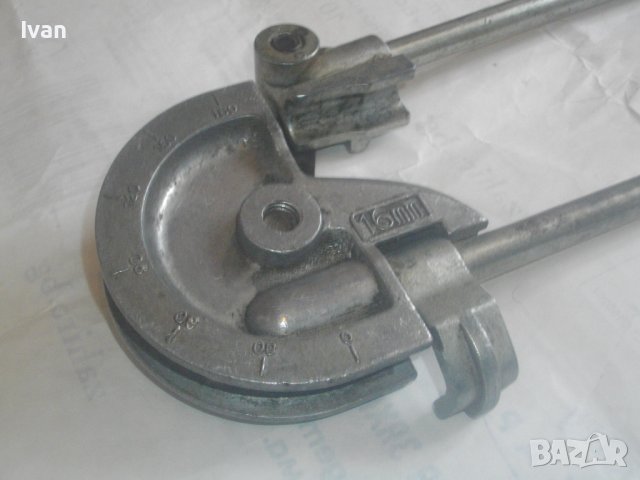 Немски Ръчен Тръбогиб 16 мм-Уред Огъване Меки/Полутвърди Тръби-Масивен 47см-0-180Градуса/Радиус 50мм, снимка 7 - Други инструменти - 44495514