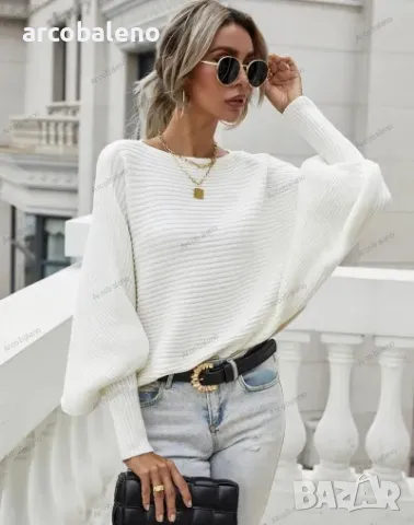 Дамски свободен пуловер с кръгло деколте и дълги ръкави, 6цвята , снимка 3 - Блузи с дълъг ръкав и пуловери - 42678795