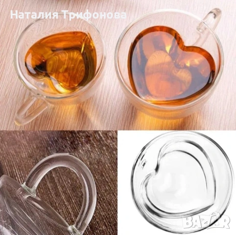 Двустенна стъклена термо чаша във формата на сърце , снимка 5 - Чаши - 54183308