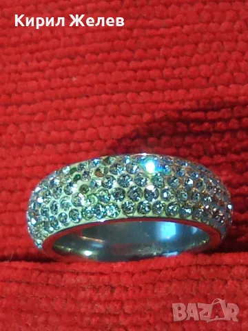 РАЗКОШЕН МОДЕН АРТ ПРЪСТЕН Тип ХАЛКА от БЛАГОРОДНА СТОМАНА ОБСИПАН с ИСКРЯЩИ ФАСЕТ КРИСТАЛИ 43527, снимка 7 - Пръстени - 47131682