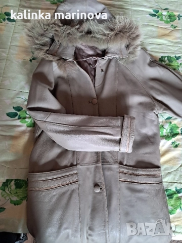 естествена кожа с естествен пух яке над коляното, снимка 3 - Якета - 52096734