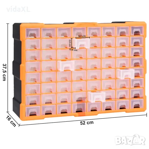 vidaXL Шкаф органайзер с 64 чекмеджета, 52x16x37,5 см, снимка 8 - Кутии за съхранение - 56146109