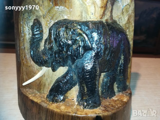 Слон издълбан в дънер от тиково дърво 0101211837, снимка 9 - Колекции - 31272039
