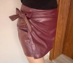 Нова тъмно червена (бордо) кожена пола "Shein"/ "Шейн" с възел, размер "S", снимка 2