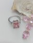 Сет, огромен кръст и пръстен с розови циркони, нов!, снимка 4