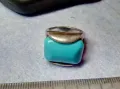 СКЪПОЦЕНЕН СРЕБЪРЕН ПРЪСТЕН СРЕБРО 925 с ГОЛЯМ ШЛИФОВАН ТЮРКОАЗ ВИНТИДЖ АРТ МОДЕЛ 48577, снимка 8