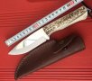 Класически,ръчно направен нож,чирени еленов рог 115х222 , снимка 1 - Ножове - 39555109