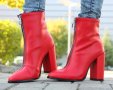 Боти на ток - червена кожа - 810, снимка 3
