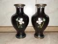 Cloisonne Клоазоне Двойка стари вази бронз клетъчен емайл, снимка 6