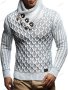Нов модерен мъжки пуловер с копчета и широка яка, 3цвята - 023, снимка 6