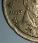 Гръцка монета от 20 цента от 2002г. с гравирана буквата Е в звезда, снимка 3