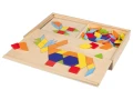 Дървен пъзел Мозайка Дървени кубчета форми Монтесори метод, снимка 2