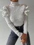 Блуза, фино плетиво с фербули, цвят бял, снимка 1 - Блузи с дълъг ръкав и пуловери - 38574089