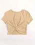 Дамски бежов топ с ефектен дизайн, снимка 2
