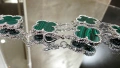 Van Cleef & Arpels VCA 5 Motifs Silver Green Malachite Vintage Alhambra Дамска Гривна, снимка 7