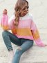 Дамски моден пуловер с цветни блокове, 3цвята - 023, снимка 10