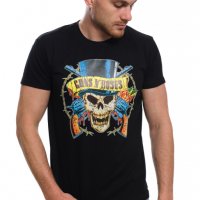 Нова мъжка тениска с дигитален печат на музикалната група GUNS N'ROSES, с череп, снимка 5 - Тениски - 27839016
