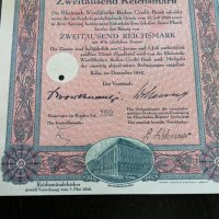 Райх облигация | 2000 марки | Реинско-Вестфалска кредитна банка | 1942г., снимка 4 - Други ценни предмети - 29135464