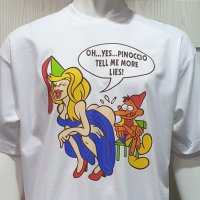 Нова забавна мъжка тениска с трансферен печат ПИНОКИО, снимка 5 - Тениски - 28300487