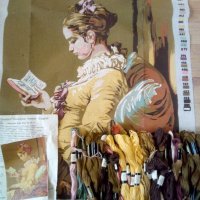 Гоблен за бродиране "Момичето с книгата"  , снимка 5 - Гоблени - 37334734