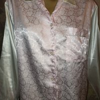 Къс сатенен халат в розово и екрю -Л, ХЛ, снимка 6 - Бельо - 38352596