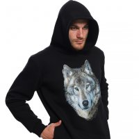 Нов мъжки суичър с трансферен печат Вълк със сини очи, Серия вълци, снимка 5 - Суичъри - 27757213