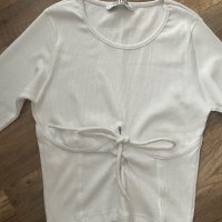 Бяла къса с връзки , снимка 3 - Блузи с дълъг ръкав и пуловери - 40083167