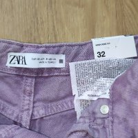 Къси стилни дамски дънкови панталонки в лилав цвят размер 32/XXS на ZARA, снимка 5 - Дънки - 42593458