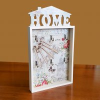 1348 Декоративна дървена къщичка за ключове HOME кутия органайзер, снимка 2 - Закачалки - 38396036