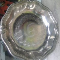 Метална съветска никелирана купа поднос, снимка 3 - Други ценни предмети - 37335967