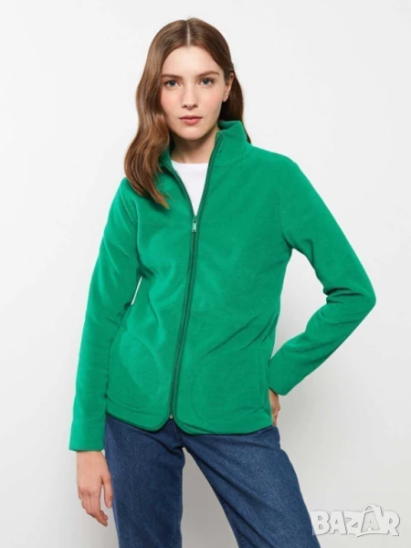 Дамска жилетка с джобове и цип LC Waikiki, Зелена, XL, снимка 1