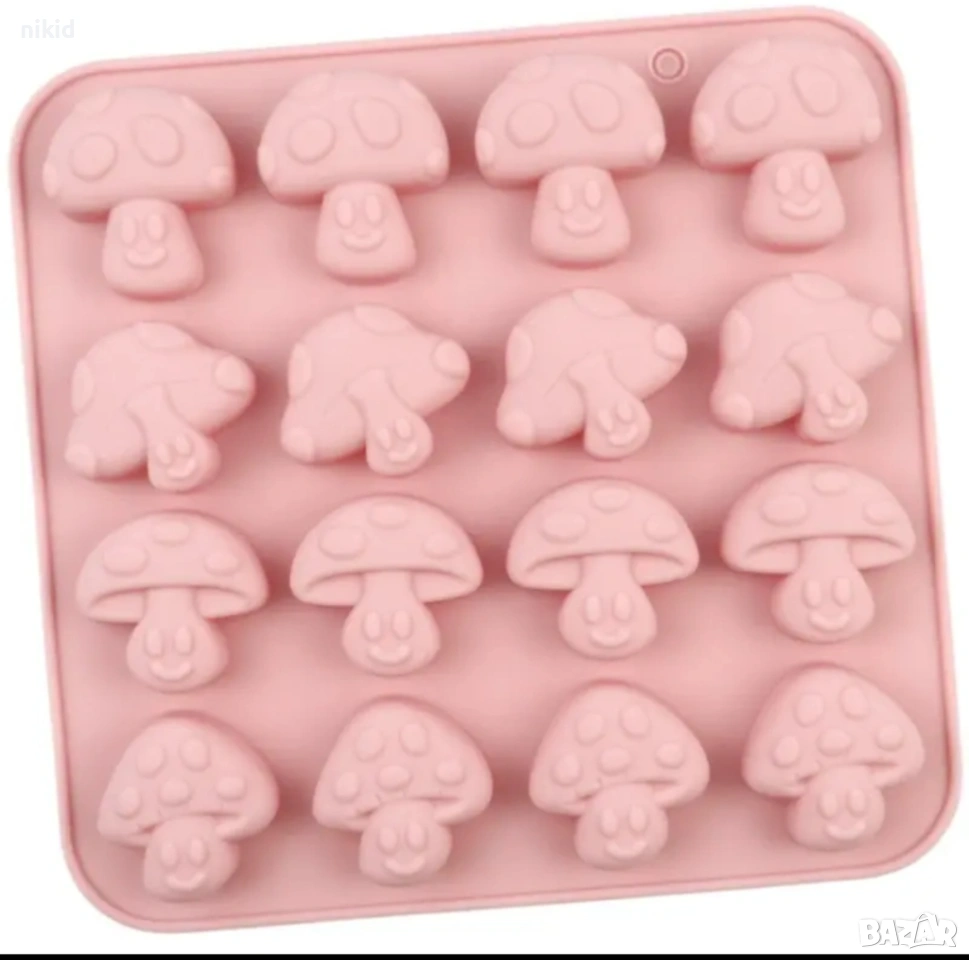 16 гъби гъбки гъба силиконов молд форма фондан шоколад гипс бонбони декор, снимка 1