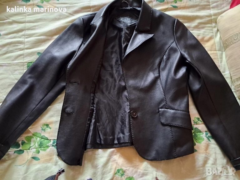 кожено вталено черно якенце, снимка 1