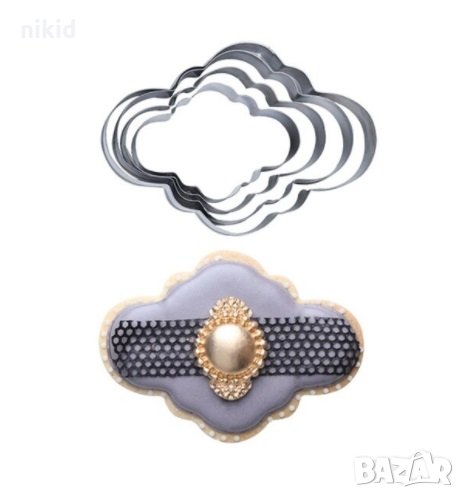 #M 4 БР Рамки тип облак метални форми резци рамка за сладки мъфини фондан украса рамка резец, снимка 1