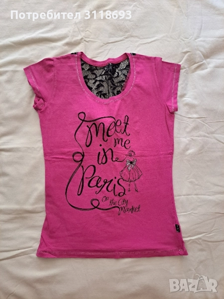 Момичешка тениска с дантела, снимка 1