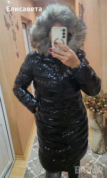 Дамско зимно модерно яке, размер Л, ,в черен цвят  лак ,PP, снимка 1