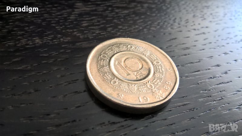 Mонета - Норвегия - 10 крони | 1989г., снимка 1