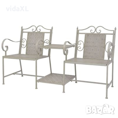 vidaXL Двуместна градинска пейка, 161 см, стомана, сива*SKU:43151, снимка 1