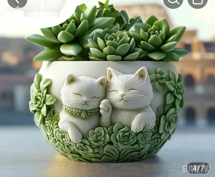 малки керамични кашпи ръчна изработка и ръчно оцветени., снимка 1